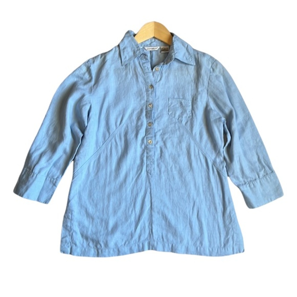 Richard‎ Malcolm Irish Linen Light Blue 3/4 Button Down Shirt